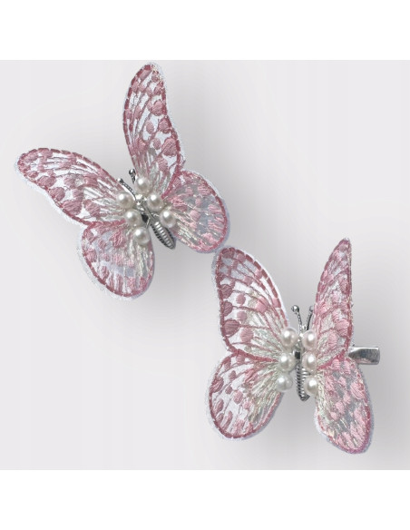 Spinki dla dziecka dziewczynki Motylki Zestaw 2 sztuki RÓŻOWE MOTYLE