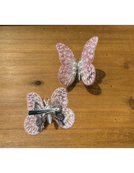 Spinki dla dziecka dziewczynki Motylki Zestaw 2 sztuki RÓŻOWE MOTYLE