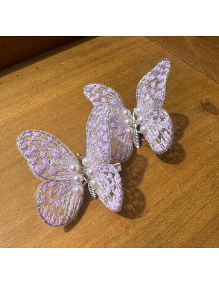 Fioletowe Motylki Spinki dla dziecka Motyle dziewczynki Zestaw 2 sztuki