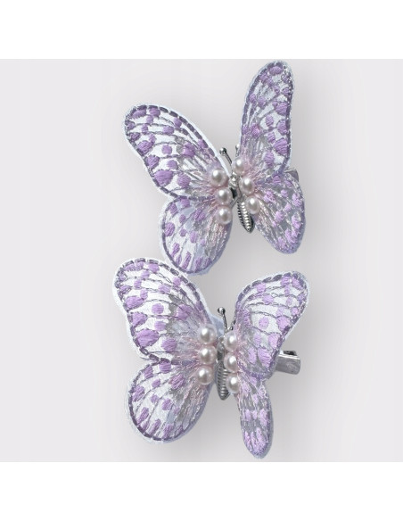 Fioletowe Motylki Spinki dla dziecka Motyle dziewczynki Zestaw 2 sztuki
