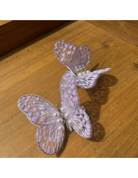 Fioletowe Motylki Spinki dla dziecka Motyle dziewczynki Zestaw 2 sztuki