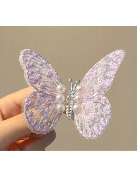 Fioletowe Motylki Spinki dla dziecka Motyle dziewczynki Zestaw 2 sztuki