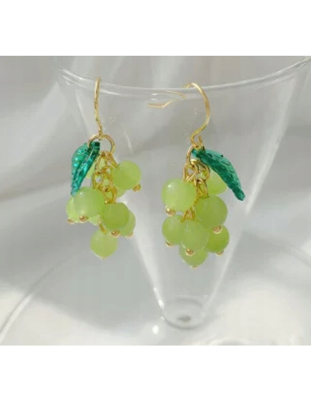 Kolczyki Srebrny sztyft 925 Lolita Accessories ZIELONE WINOGRONA