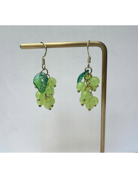 Kolczyki Srebrny sztyft 925 Lolita Accessories ZIELONE WINOGRONA