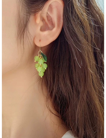 Kolczyki Srebrny sztyft 925 Lolita Accessories ZIELONE WINOGRONA