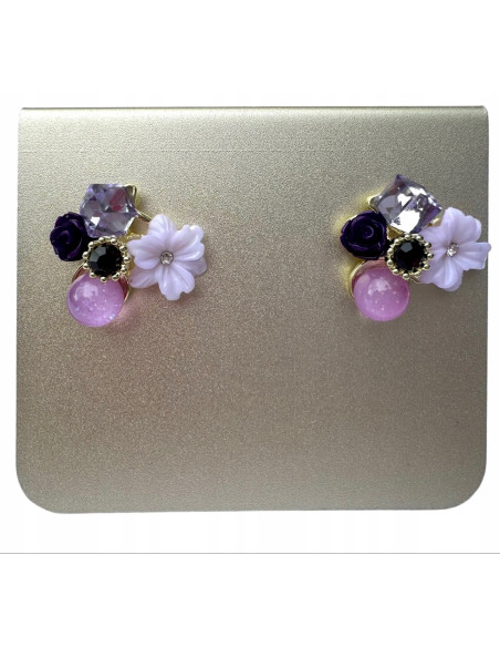Kolczyki Srebrny sztyft 925 Lolita Accessories FIOLETOWE Kwiaty