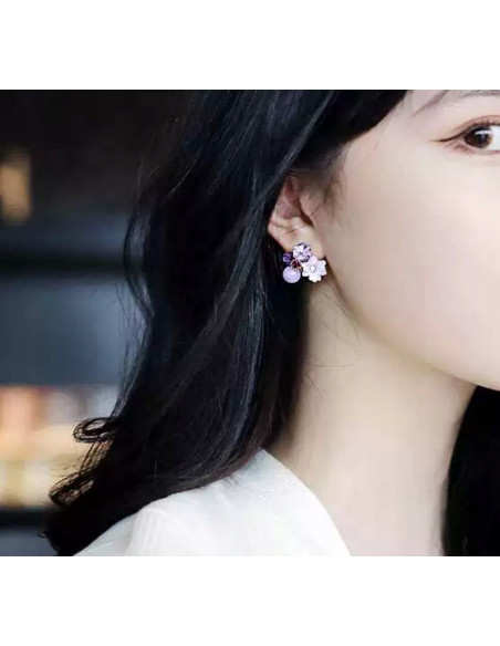 Kolczyki Srebrny sztyft 925 Lolita Accessories FIOLETOWE Kwiaty