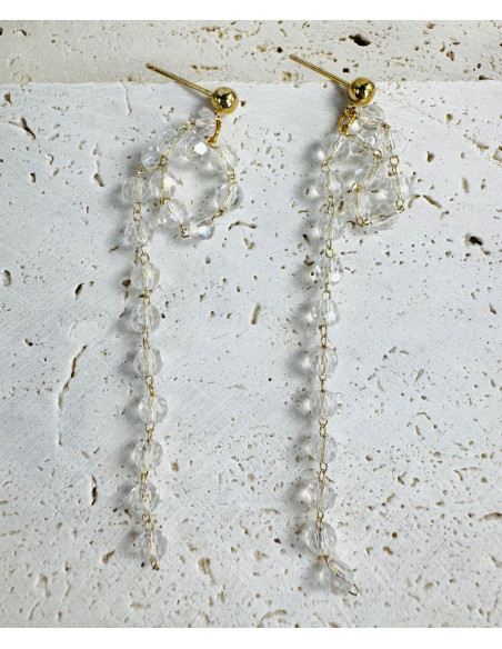 DŁUGIE KOLCZYKI DŁUGIE KORALIKI LOLITA srebrny sztyft 925