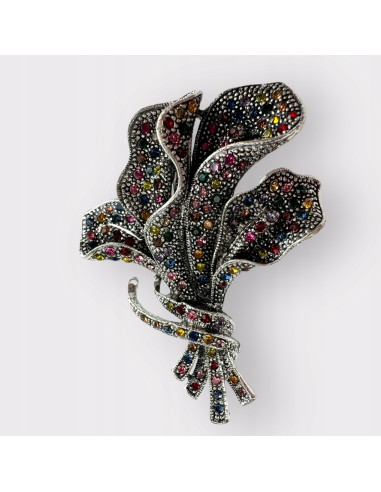 Broszka Brosza BUKIET Z KAMIENIAMI LIŚCIE Lolita Accessories