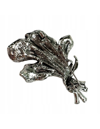 Broszka Brosza BUKIET Z KAMIENIAMI LIŚCIE...