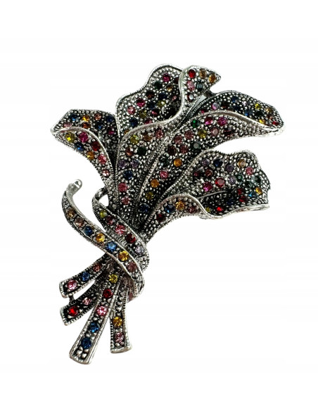 Broszka Brosza BUKIET Z KAMIENIAMI LIŚCIE Lolita Accessories