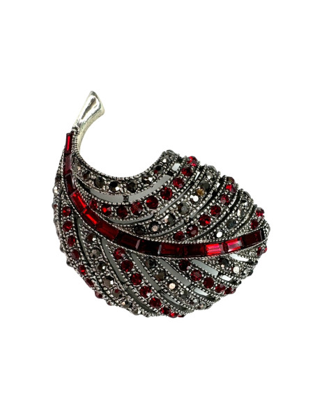 Klasyczna Broszka Brosza Liść czerwone kamienie Lolita Accessories