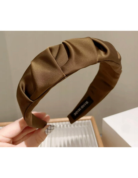 Lolita Accessories opaska do włosów MARSZCZONA BRĄZOWA NATURA SATYNA