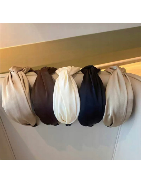 Lolita Accessories opaska do włosów węzeł BRĄZOWA NATURA SATYNA