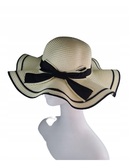 KAPELUSZ Słomiany Plażowy na Lato Duże Rondo Lolita Accessories