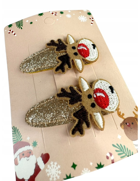 Spinki do włosów Swiąteczne na Boże Narodzenie Swiąteczny Renifer