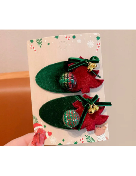 Spinki do włosów Świąteczne na Boże Narodzenie Choinki z dzwoneczkiem