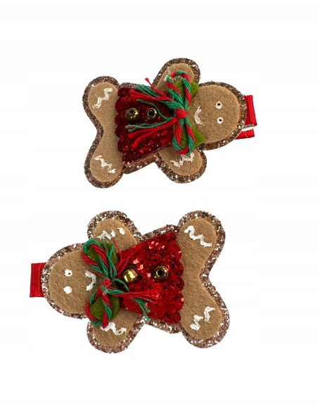 Spinki do włosów Swiąteczne na Boże Narodzenie Ciasteczko 2 sztuki