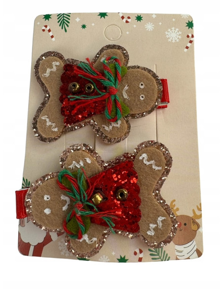 Spinki do włosów Swiąteczne na Boże Narodzenie Ciasteczko 2 sztuki