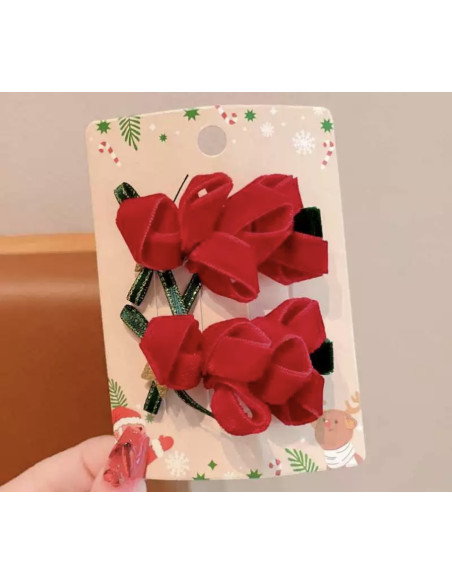 Spinki do włosów Swiąteczne na Boże Narodzenie Kokardka 2 sztuki Choinka