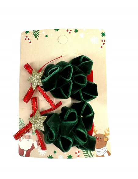 Spinki do włosów Swiąteczne na Boże Narodzenie Kokardka 2 sztuki Choinka