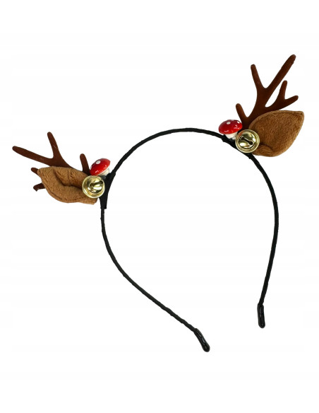 Opaska na włosy na Boże Narodzenie Rogi Renifera z dzwoneczkiem