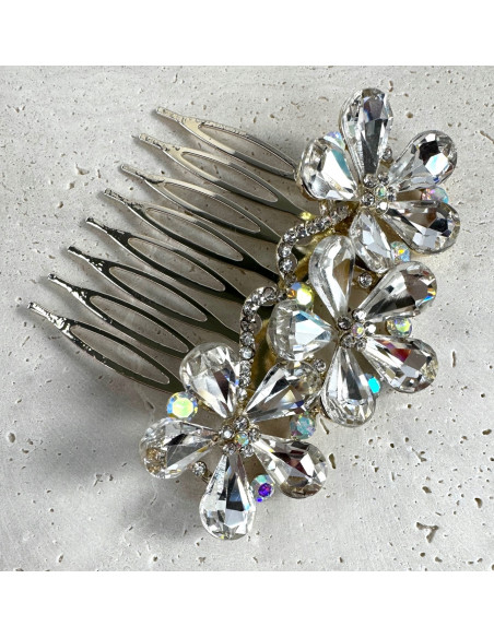 GRZEBIEŃ wsuwany do włosów wtykowy ozdobny KWIATY Lolita Akcesoria CRYSTAL