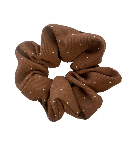 Gumka do włosów Scrunchie Lolita Accessories brązowa z dżetami Natura