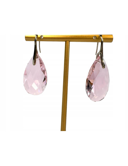 Kolczyki Kryształki CRYSTAL srebrny sztyft 925 różowy Lolita Accessories