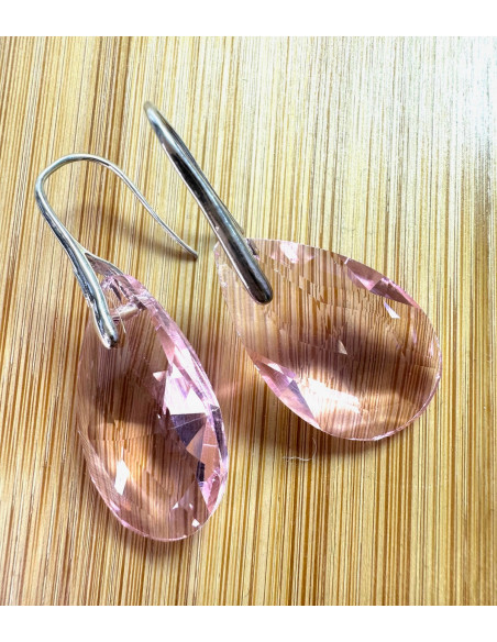 Kolczyki Kryształki CRYSTAL srebrny sztyft 925 różowy Lolita Accessories