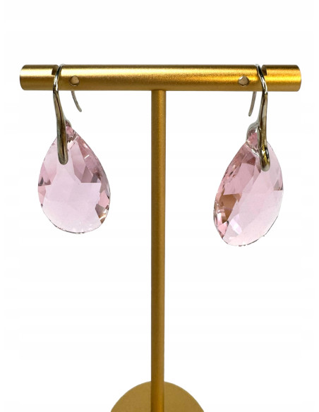 Kolczyki Kryształki CRYSTAL srebrny sztyft 925 różowy Lolita Accessories