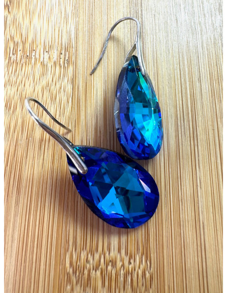 Kolczyki Kryształki CRYSTAL srebrny sztyft 925 niebieski Lolita Accessories