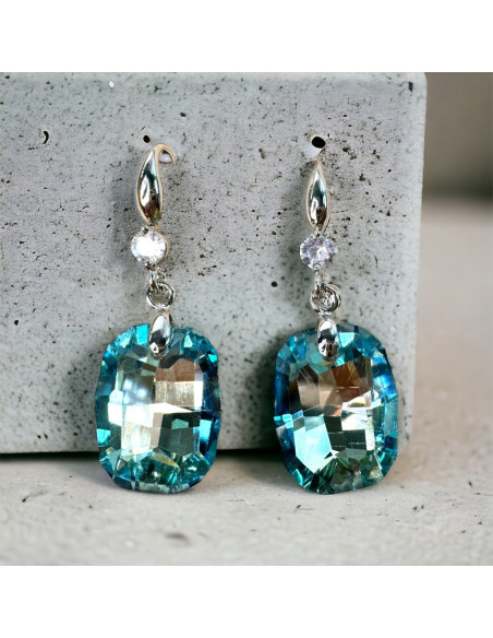 Kolczyki Kryształki CRYSTAL srebrny sztyft 925 błękitny Lolita Accessories