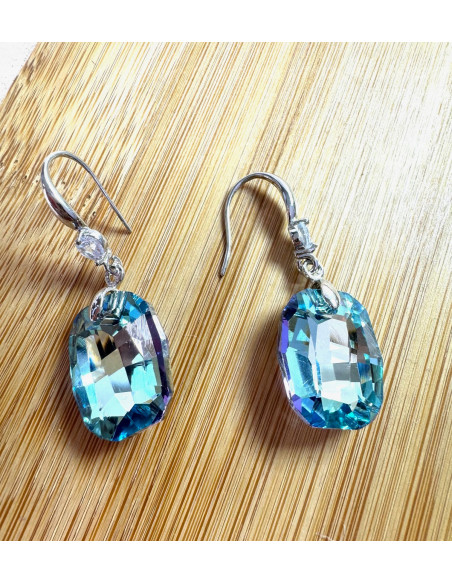 Kolczyki Kryształki CRYSTAL srebrny sztyft 925 błękitny Lolita Accessories