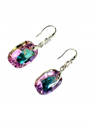 Kolczyki Kryształki CRYSTAL srebrny sztyft 925 różowy Lolita Accessories