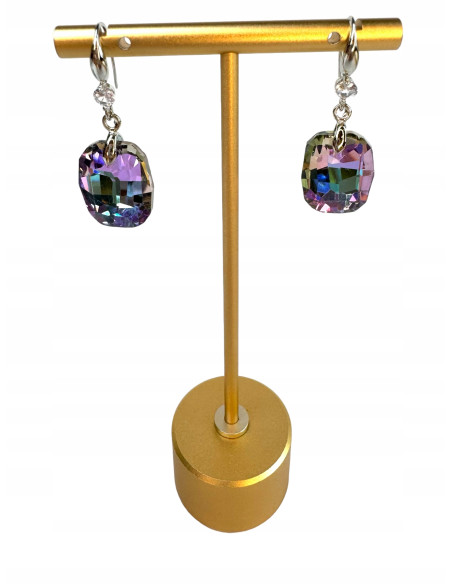 Kolczyki Kryształki CRYSTAL srebrny sztyft 925 różowy Lolita Accessories