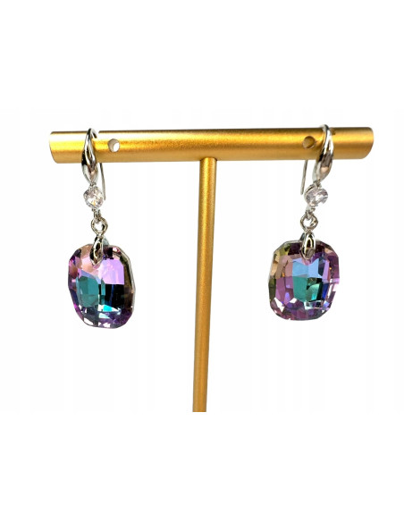 Kolczyki Kryształki CRYSTAL srebrny sztyft 925 różowy Lolita Accessories