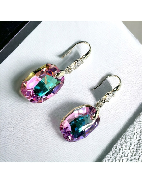 Kolczyki Kryształki CRYSTAL srebrny sztyft 925 różowy Lolita Accessories