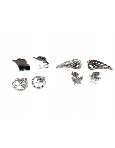 Kolczyki Zestaw STAL NIERDZEWNA Lolita Accessories Srebrne Piny 4 PARY