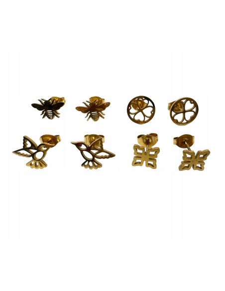 Kolczyki Zestaw STAL NIERDZEWNA Lolita Accessories złote Piny 4 PARY