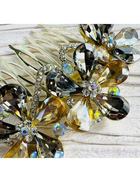 GRZEBIEŃ wsuwany do włosów wtykowy ozdobny KWIATKI Lolita Akcesoria