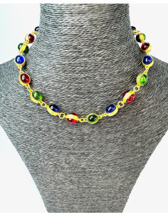 Naszyjnik kolorowe kamienie Kulki Korale pod szyję Lolita...
