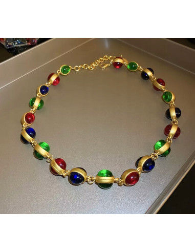 Naszyjnik kolorowe kamienie Kulki Korale pod...