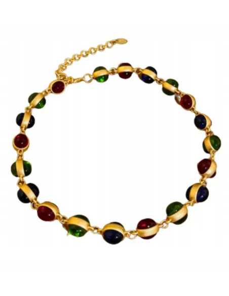 Naszyjnik kolorowe kamienie Kulki Korale pod szyję Lolita Accessories