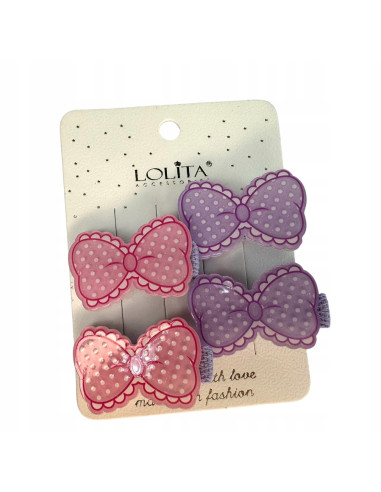 Spinki dla dziecka dziewczynki Kokardki Lolita Accessories Zestaw 4 sztuki