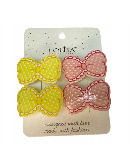 Spinki dla dziecka dziewczynki Kokardki Lolita Accessories Zestaw 4 sztuki