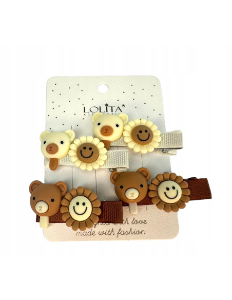 Spinki dla dziecka dziewczynk Kwiatki Lolita Accessories Zestaw 4 sztuki
