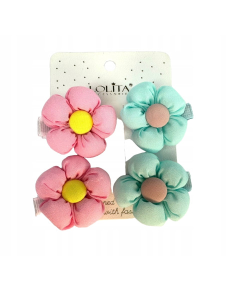 Spinki dla dziecka dziewczynki Kwiatki Lolita Accessories Zestaw 4 sztuki